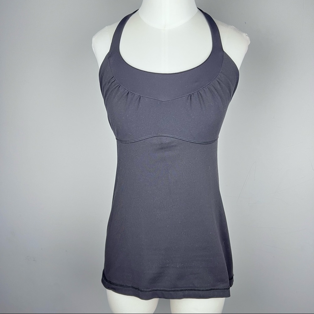 EUC - Lululemon Black Tank w/ Built-in Bra & Back Detail, Size 8 - Picture 2 of 13